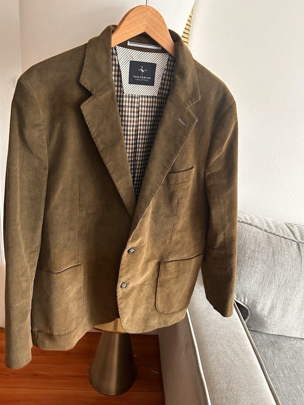 Tailorbyrd Corduroy Blazer Sports Coat Men's 44R Green Equestrian Old Money